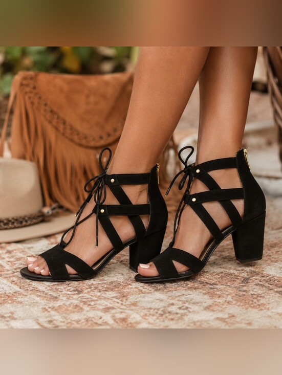 Circus by Sam Edelman Shoes - ✨ Sam Edelman Circus Black Lace-Up Block Heel Sandals | Size 10 | Suede Strappy